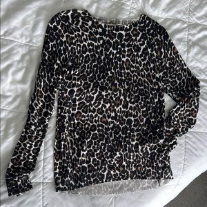 J. Crew Black and White Fitted Long Sleeve Blouse